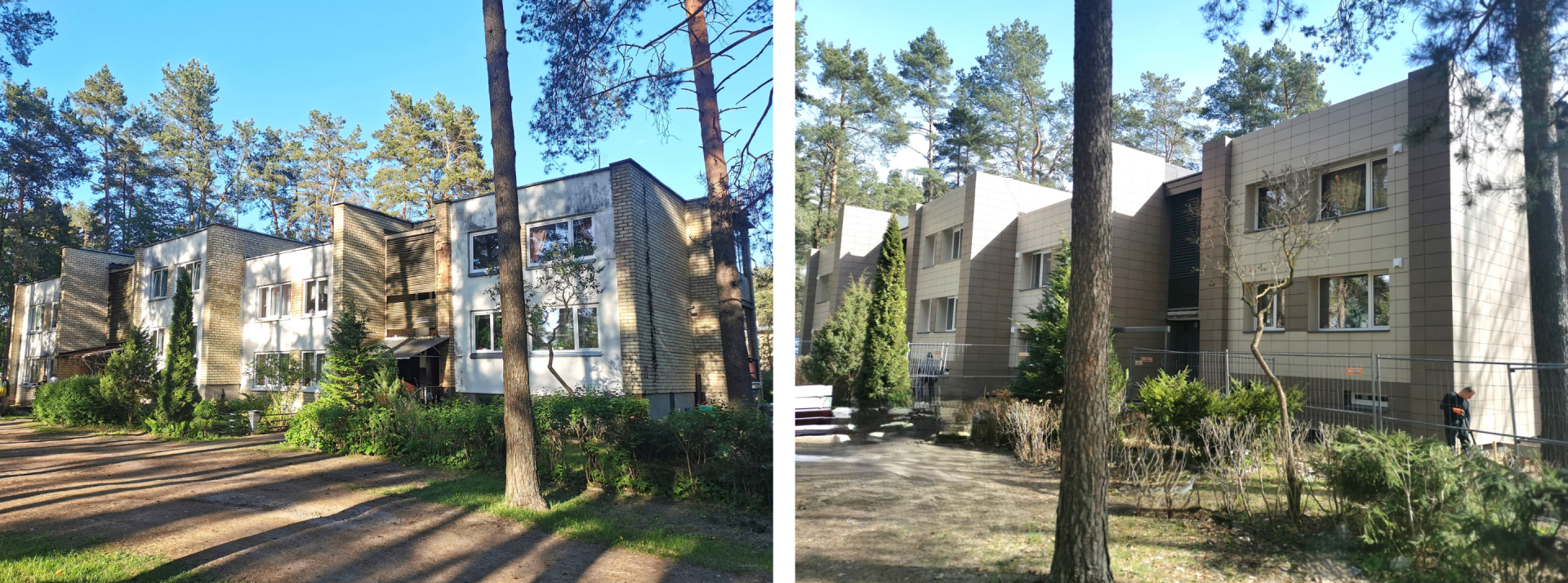 Mickevičiaus g. 23, Juodšilių mstl., daugiabutis iki ir po renovacijos